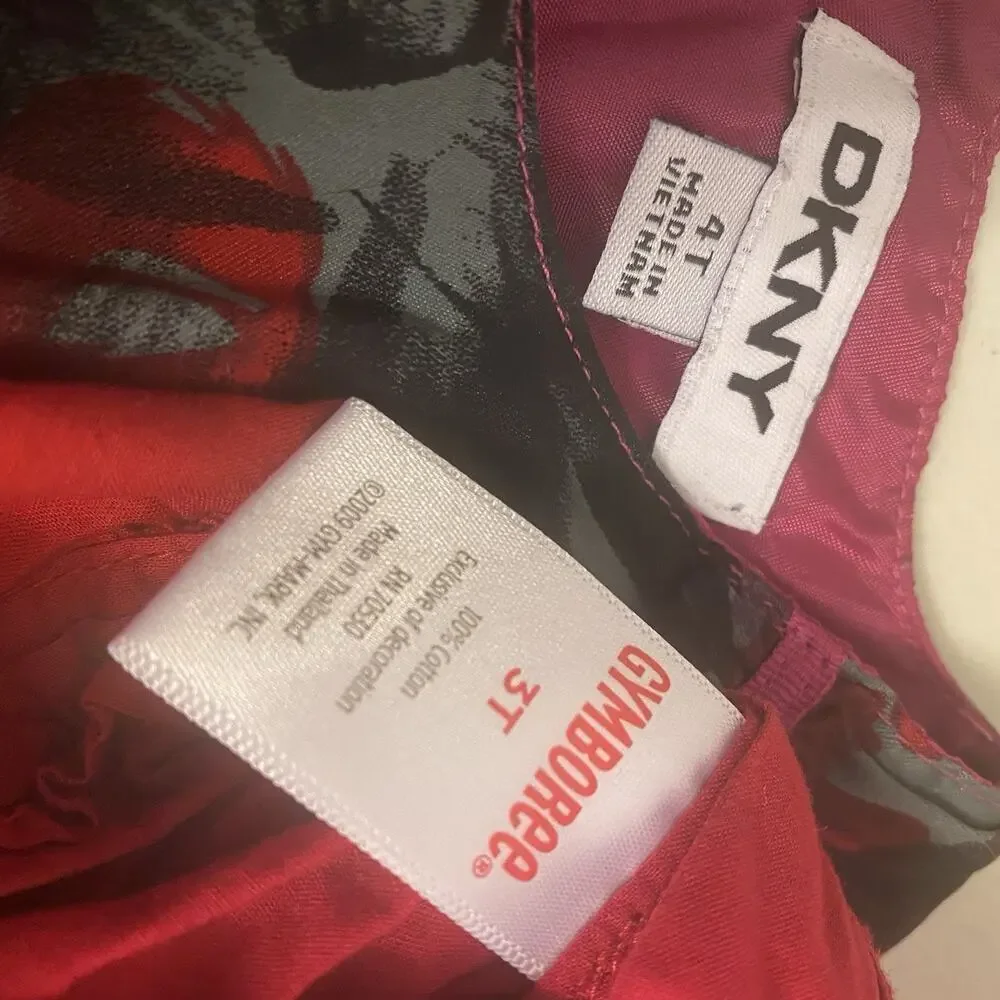 Girls Dress Sz 3-4 Toddler Gymboree DKNY Red Black Floral Holiday Christmas Lot2